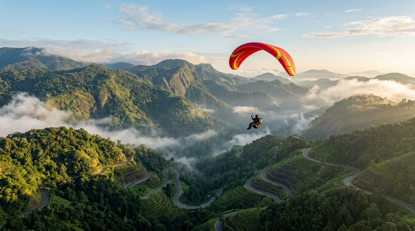 Parapente au Sri Lanka : volez au-dessus des montagnes mythiques de 18 Bends et découvrez Ambuluwawa Tower