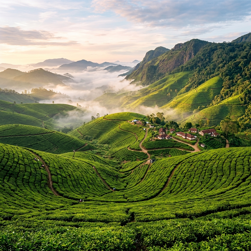 Plantation de thé à Nuwara Eliya au Sri Lanka